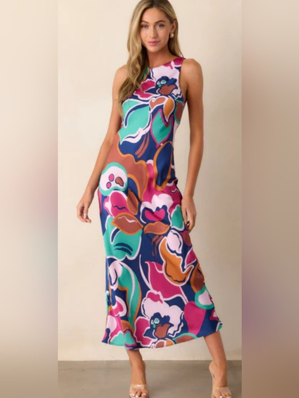 MINKPINK Multicolor Floral Maxi Dress in Navy, Teal & Pink